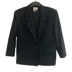 Vintage Fiumicello Blazer Women's Size 16 Black 100% Wool 80's Retro Beautiful